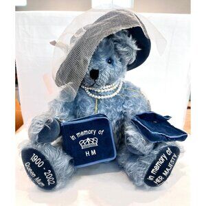 QUEEN MUM English Blue Mohair Teddy Bear Collectible, Martin-J. Hermann #393/500